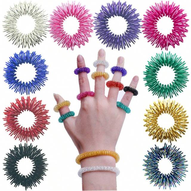 SHEIN Random Mini Spring Finger Massager & Stress Relief Ring,Sensory Fidget,Gadgets For Teenagers,Fidget Toys Adults,Fidget Toys,Fidget,Fidgets,Fidget Toys
