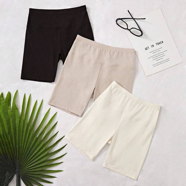 Tween Girl New Arrival Enkla och fashionabla solida 3-färgskombination Crop Leggings - Multifärgad (8Y,9Y,10Y,11Y,12Y)