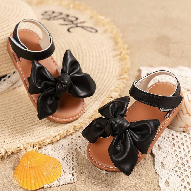 SHEIN 1 Pair Toddler Girls&#39; Princess Style Bow Knot Sandals For Summer, Casual And Beach Wear