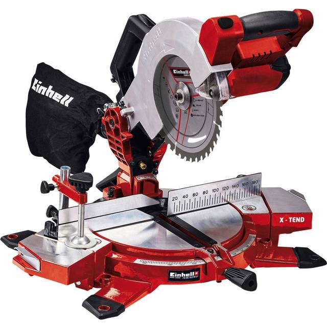 Einhell Cordless Compound Mitre Saw 210mm 18V Power X-Change  45 Degree Mitre 47 Degree Swivel Te-Ms 18/210 Li Solo - Body Only - One Size