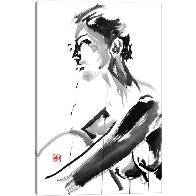 Girls Love Flowers Giraffe - Print on Canvas - Wrapped Canvas (66.04 cm H x 45.72 cm W x 3.175 cm D)