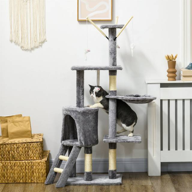 134cm H Cat Tree - Grey (134cm H X 50cm W X 35cm D)