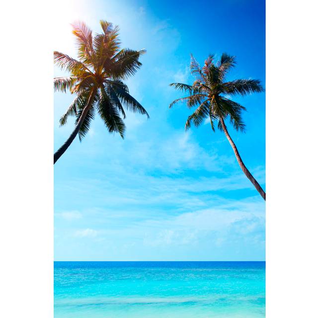 Turquoise sea and palms - Blue;Black (46cm H x 30cm W x 3.8cm D)