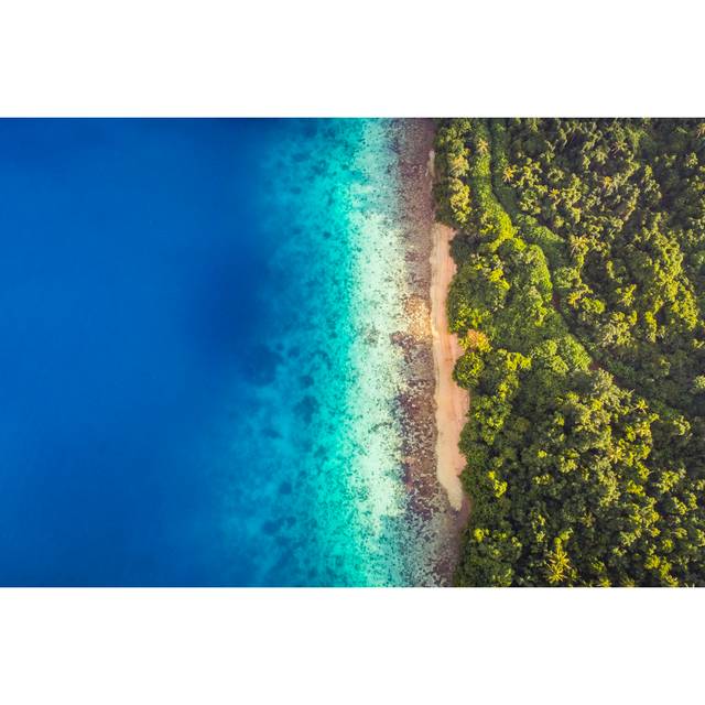Aerial view of calm aqua marine - Green (61cm H x 91cm W)