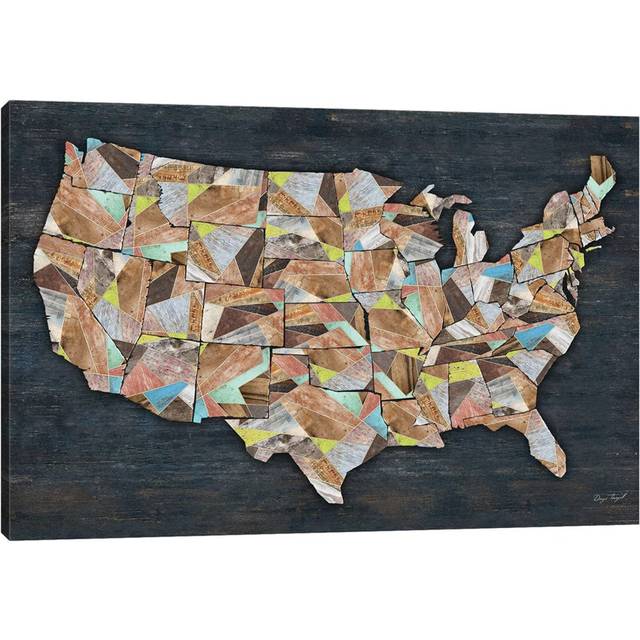 USA Geometry States Map by Diego Tirigall - Wrapped Canvas Art Prints (30.48cm H x 45.72cm W x 1.91cm D)
