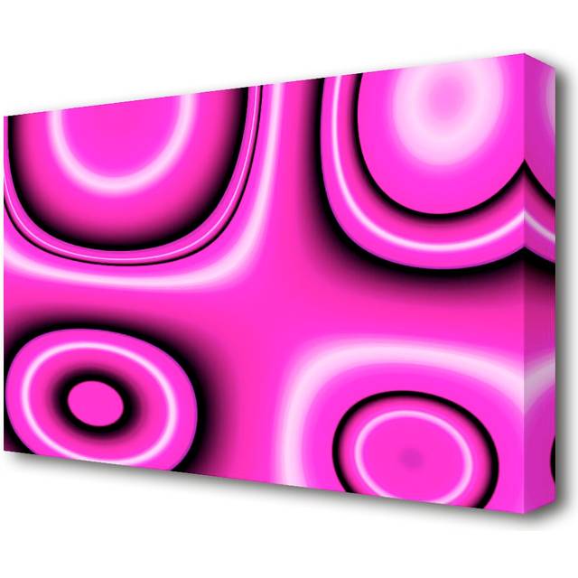 Circles in Squares Pink - Wrapped Canvas Graphic Art Print (81.3 cm H x 121.9 cm W)