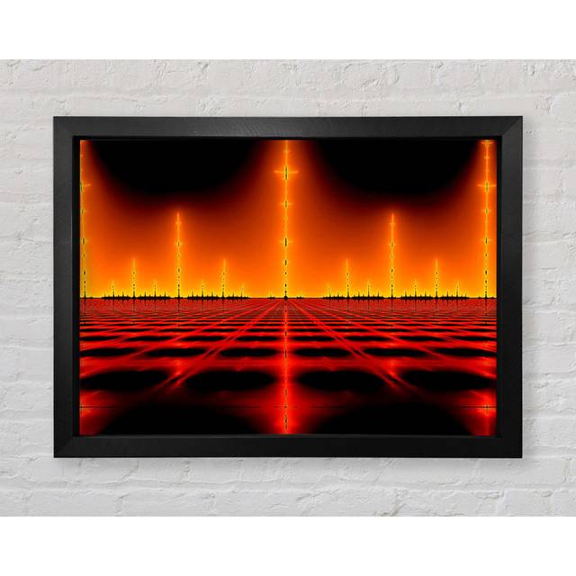 Electrical Fire Grid Framed Print - Black (42cm H x 59.7cm W)