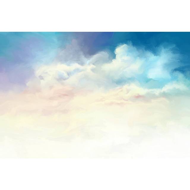 Watercolor Summer Sky by Pobytov - Wrapped Canvas Art Prints - Blue;White;Beige (20cm H x 30cm W x 3.8cm D)