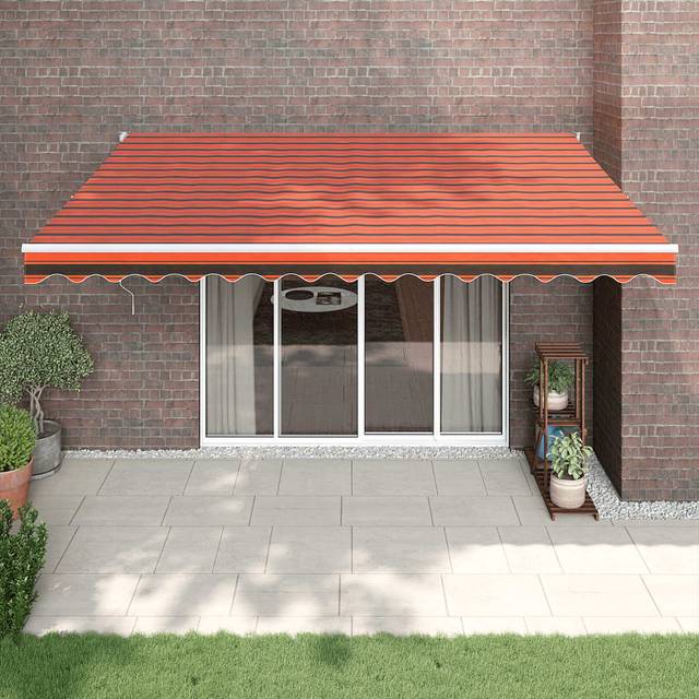 Automatisk infällbar markis orange och brun 4x3 m