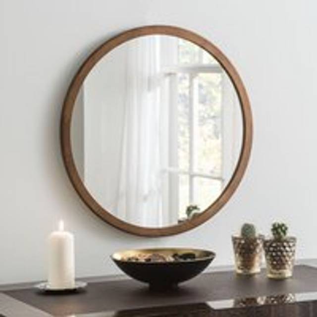 Yearn Bronze Classic Round Wall Mirror 70cm - Brown