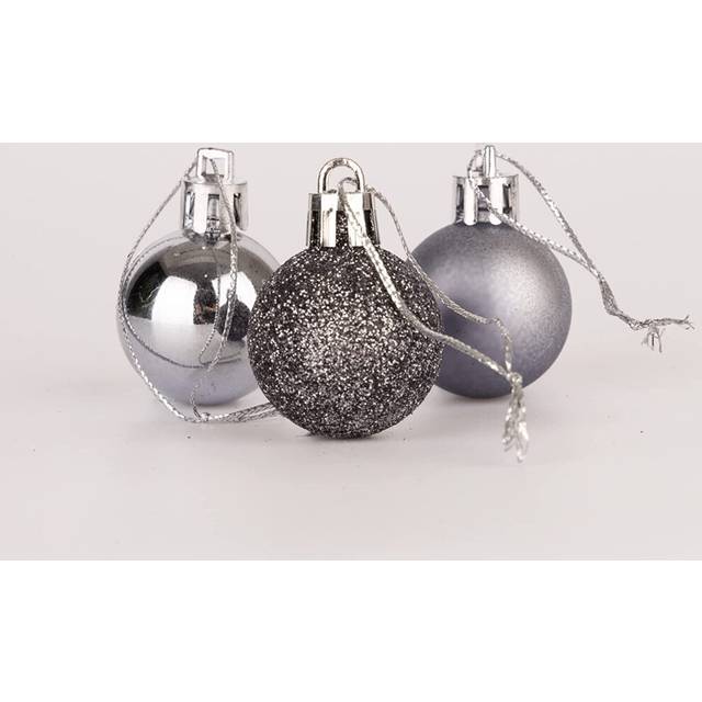 (12Pcs, Dark Grey) 30mm Christmas Baubles Shatterproof,Tree Decorations