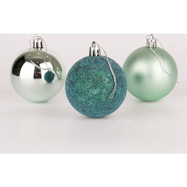 (6Pcs, Turquoise) 60mm Christmas Baubles Shatterproof,Tree Decorations