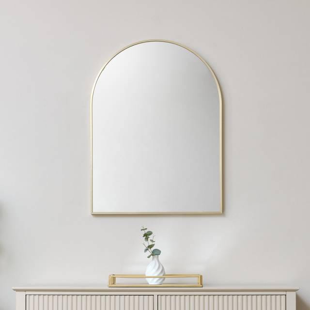 Gold Arched Wall Mirror 80cm x 60cm Material: Mirrors