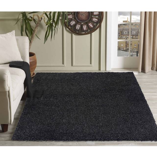 Modern Elegant Soft Shaggy Rug for Living Rooms - Stylish Area Rugs - Charcoal - 60cm x 110cm