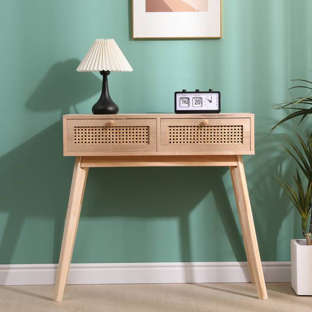 Iakovo 80Cm Console Table - Beige (77cm H X 90cm W X 30cm D)