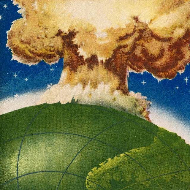 Huge Explosion On Earth by CSA-Printstock - Wrapped Canvas Art Prints - Green (122cm H x 122cm W)