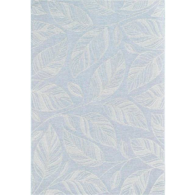 (Blue, 80x150cm) HomeSpace Direct Leaves Weave Newquay Indoor Outdoor Rug