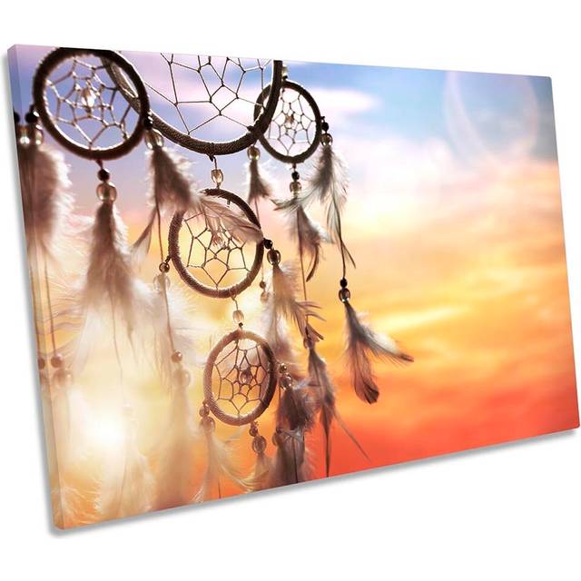 Dreamcatcher Sunset Orange Framed - Wrapped Canvas Art Prints (50.8cm H x 76.2cm W x 2cm D)