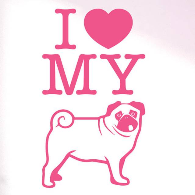 I Love My Dog Wall Sticker - Pink (Large)