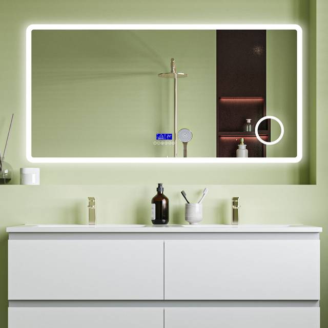 Bluetooth LED Bathroom Mirror with Dimmable 3 Colour, 3x Magnifying Anti Fog Clock Touch Switch - White (160 x 80)