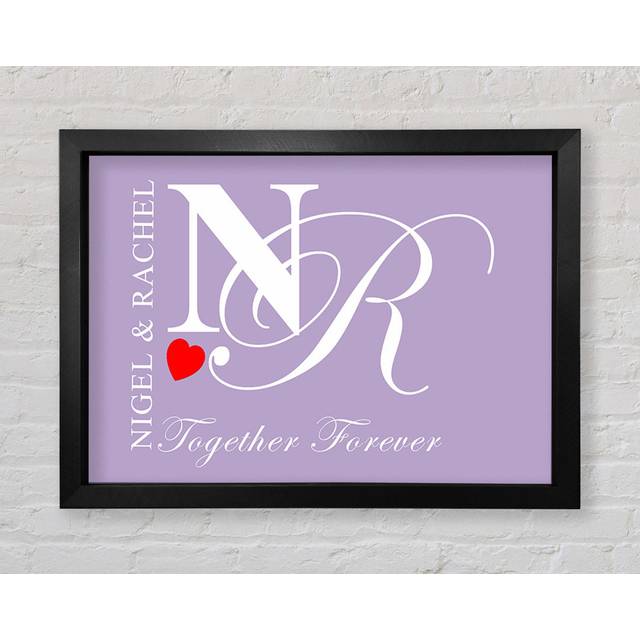 Your Names And Initials Together Forever Lilac Framed Print - Black (100cm H x 141.4cm W)