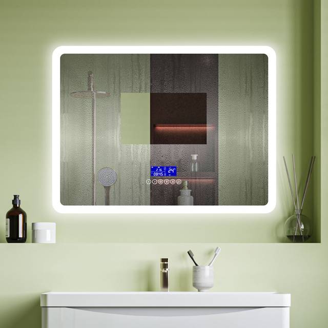 Bluetooth LED Bathroom Mirror with Dimmable 3 Colour, 3x Magnifying Anti Fog Clock Touch Switch - White (100 x 60)