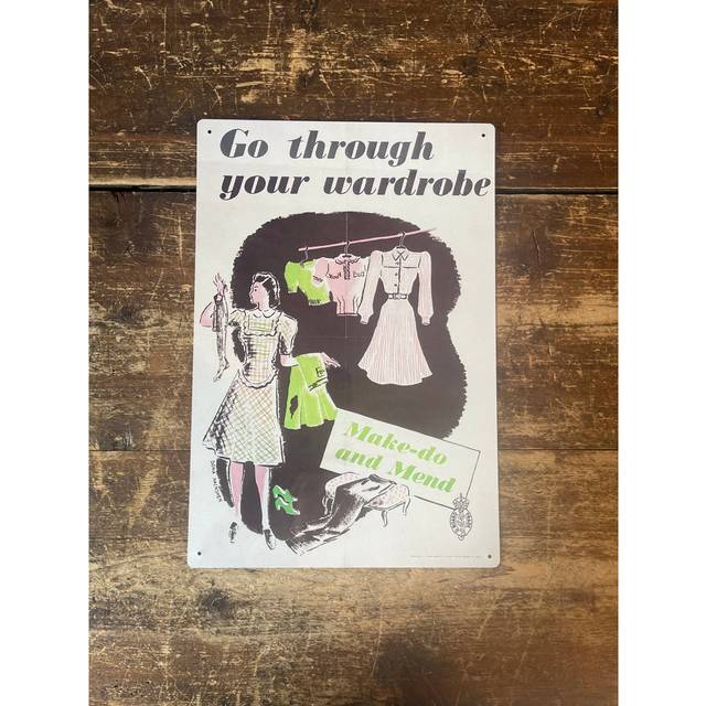 Go Through Your Wardrobe Metal Sign - Brown;Green (20cm H x 15cm W)