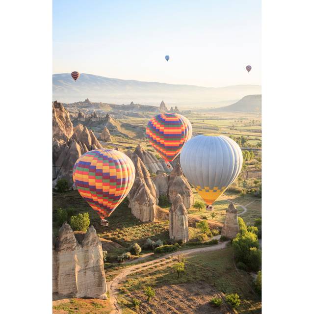 Hot Air Balloons Over Love Valley by Aprott - Wrapped Canvas Art Prints - Yellow (122cm H x 81cm W)