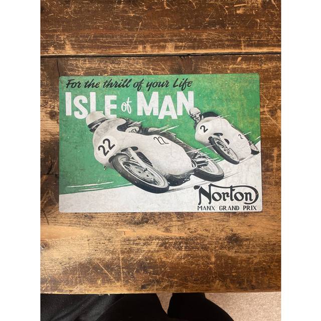 Isle Of Man For The Thrill Of Your Life - Metal Sign - Black;White;Green (28cm H X 40cm W)