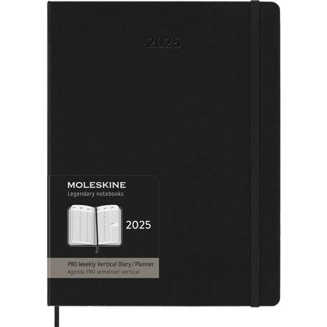 Moleskine 2025 PRO 12-Month Weekly Vertical XL Hardcover Notebook: Black