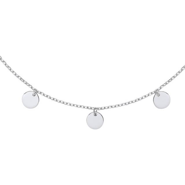 Jewelco London Ladies Sterling Silver Raindrop Discs Medallion Necklace 16 inch - GVK280