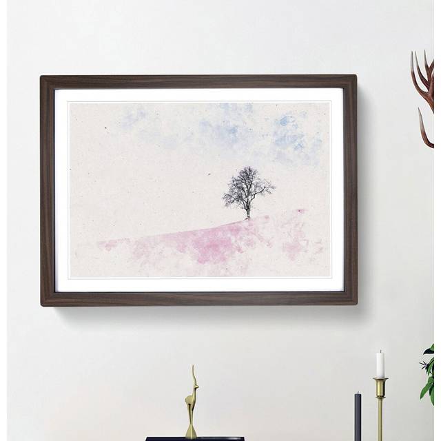 The Tree Swing - Picture Frame Painting Print - Walnut Framed (33cm H x 45cm W x 2cm D)