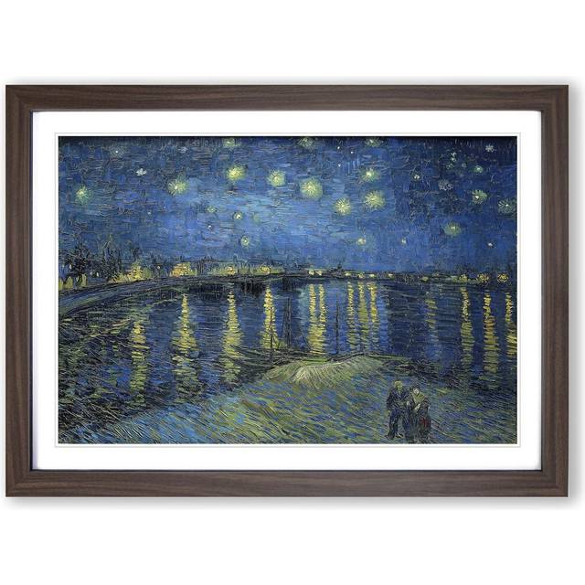Starry Night over the Rhone by Vincent Van Gogh - Picture Frame Painting Print on Paper - Walnut (45cm H X 62cm W)