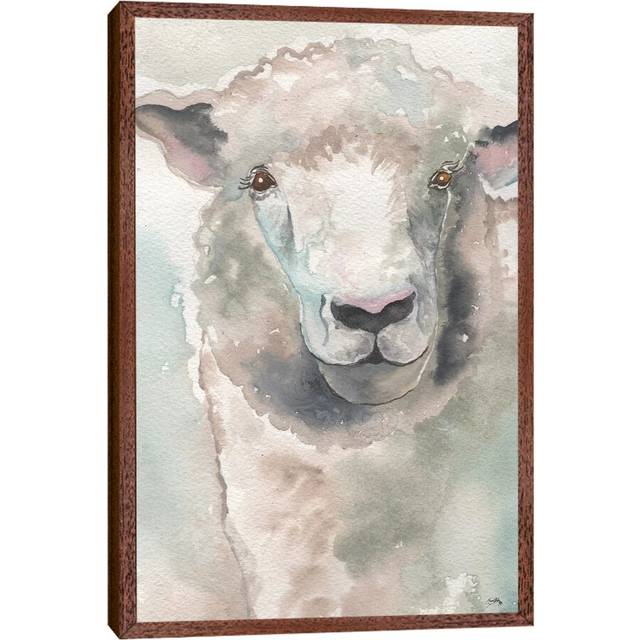 Muted Lamb by Elizabeth Medley - Painting Print on Canvas - Classic Brown Wood Framed (101.6cm H x 66.04cm W x 3.81cm D)