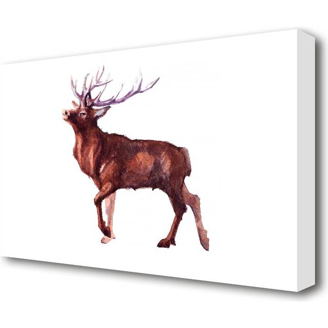 Red Stag Delight Wildlife - Wrapped Canvas Painting Print (66 cm H x 101.6 cm W)