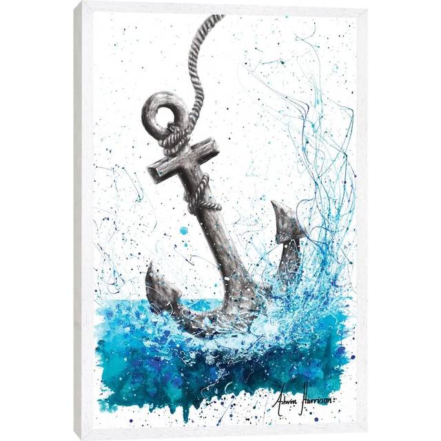 Drift and Anchor by Ashvin Harrison - Graphic Art Print on Canvas - White Framed (152.5 cm H x 101.5 cm W)