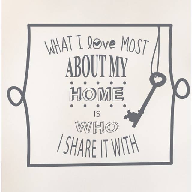 What I Love Most About My Home Is Who I Share It With Wall Sticker - Grey (Medium)