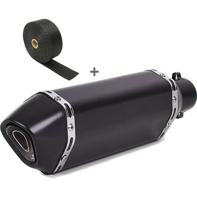 Set SA10 Auspuff Force Edelstahl und Hitzeschutzband passend für BMW F 800 GT / R / S / ST Zaddox - schwarz-schwarz
