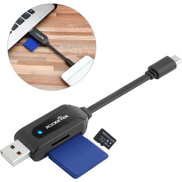 Rocketek 2 in 1 Type c OTG USB 2.0 TF Flash Memory Card Camera Card Reader for Xiaomi Mobile Phone Tablet