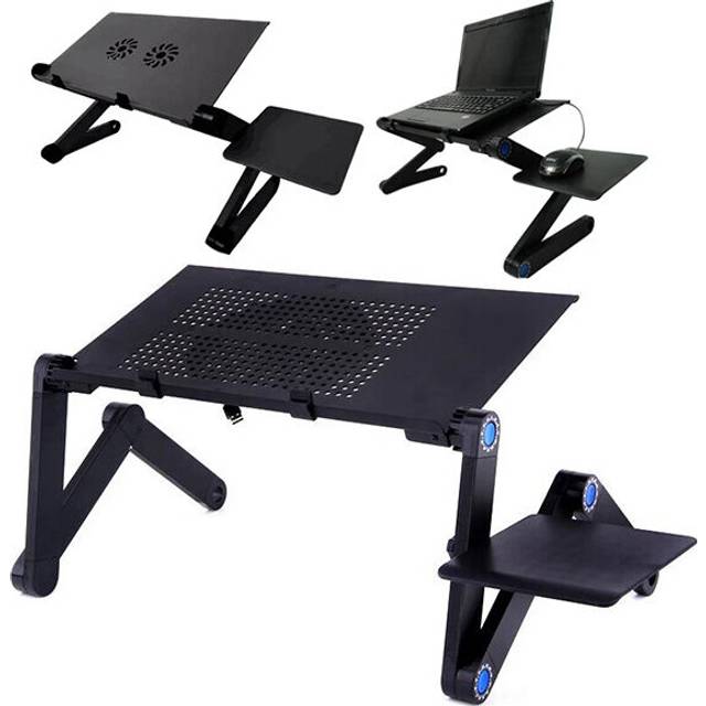 Two Fan Computer Stand 42*26 CM Portable Adjustable Foldable Laptop Holder Notebook Desks Lap PC Folding Desk Table Vented Stand