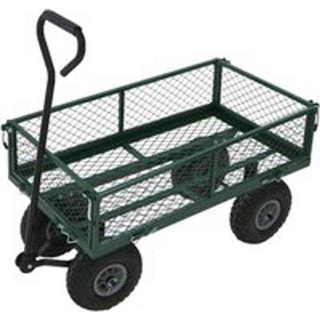Heavy Duty Metal Gardening Trolley - Green Trailer Cart - Oypla