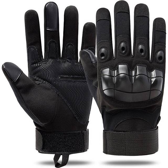 (a-Full Finger Black M) Tactical Military Hard Knuckle Gloves Army Airsoft Shooting Gloves Hunting Climbing Hiking Full&Half Finger Touch Screen Glove