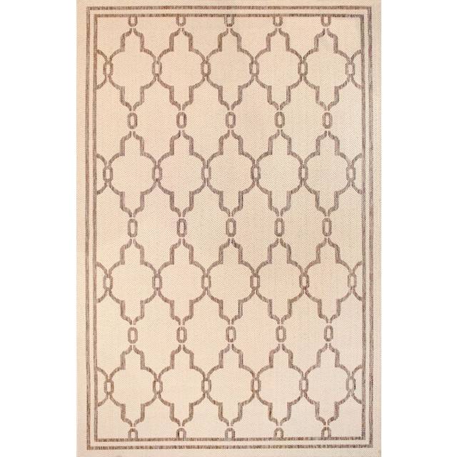 (NATURAL/TAUPE, 120x170cm (4x5'6'')) Terrace Spanish Tile Outdoor Rug Round Mat