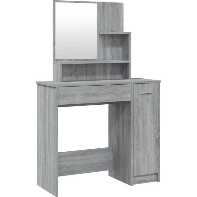 vidaXL Dressing Table with Mirror Grey Sonoma 86.5x35x136 cm