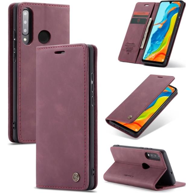 CaseMe-013 Multifunctional Retro Frosted Horizontal Flip Leather Case for Huawei P30 Lite, with Card Slot & Holder & Wallet (Wine Red)