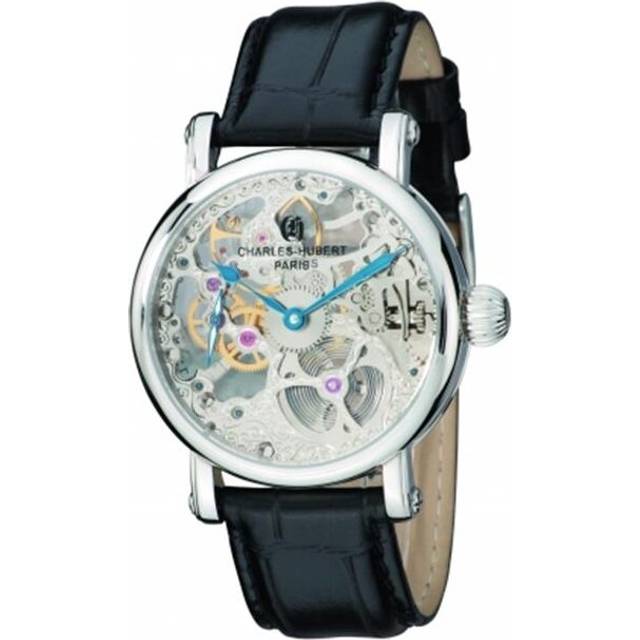 Charles-Hubert Paris Mens Stainless Steel Skeleton Dial Mechanical Watch