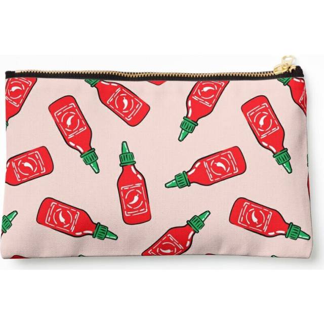 Makeup Bag Sriracha sauce - pink - hot chili sauce Cosmetic Organizer Tyvek Paper Bags Zipper Pouch