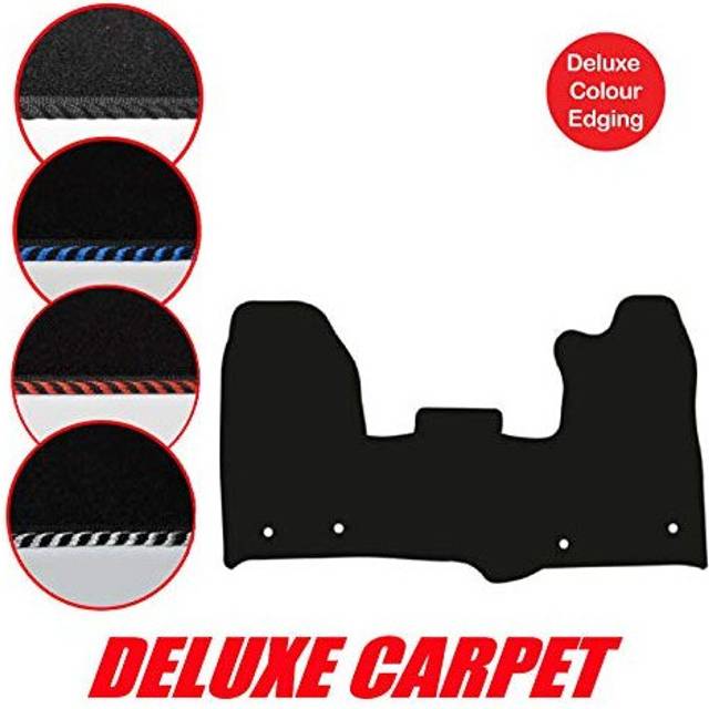 Lusso Floor Carpet Mats for Car | Tailored/Compatible to Fit Van Ford Transit Custom 2015 onwards | with DELUXE Carpet | 1-Piece Set (Silver Edging)
