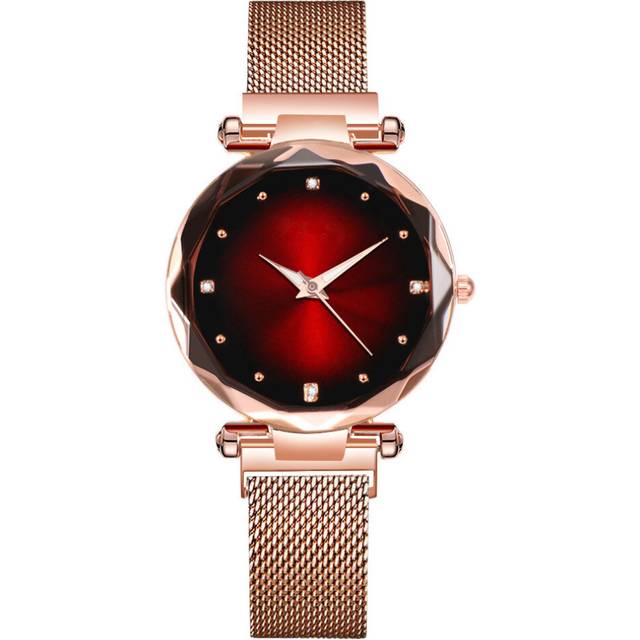 2 Pcs Women Watch Fashion Elegant Magnet Buckle Ladies Wristwatch Women Watches Diamond Women&#39;s Bracelet Watches
