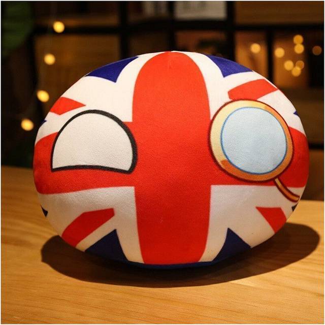 (40cm) CountryBall Plushie Polandball Plush Toy UK Country Ball Doll Hugging Pillow Key Ring Pendant Gift for Kids Friends